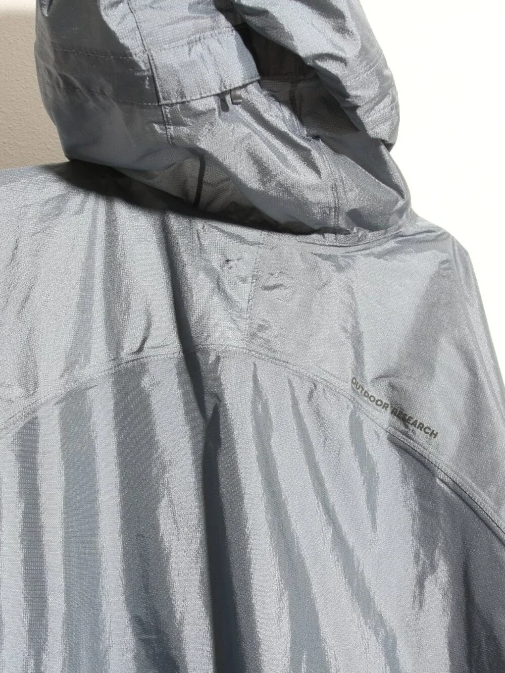 Outdoor Research Men’s Helium Rain Jacket Pewter Gray Full Zip Hooded Size XXL